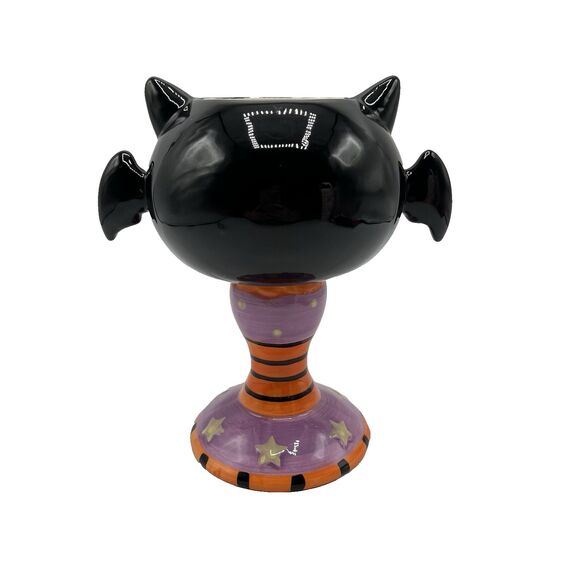 Halloween Vampire Bat Figural Candy Dish Goblet 3D Eyes Ceramic 2022 TDC Decor - Picture 4 of 8